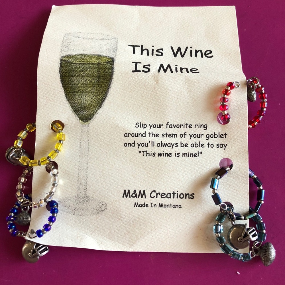 NWT - Fun Football Themed Wine Goblet Markers